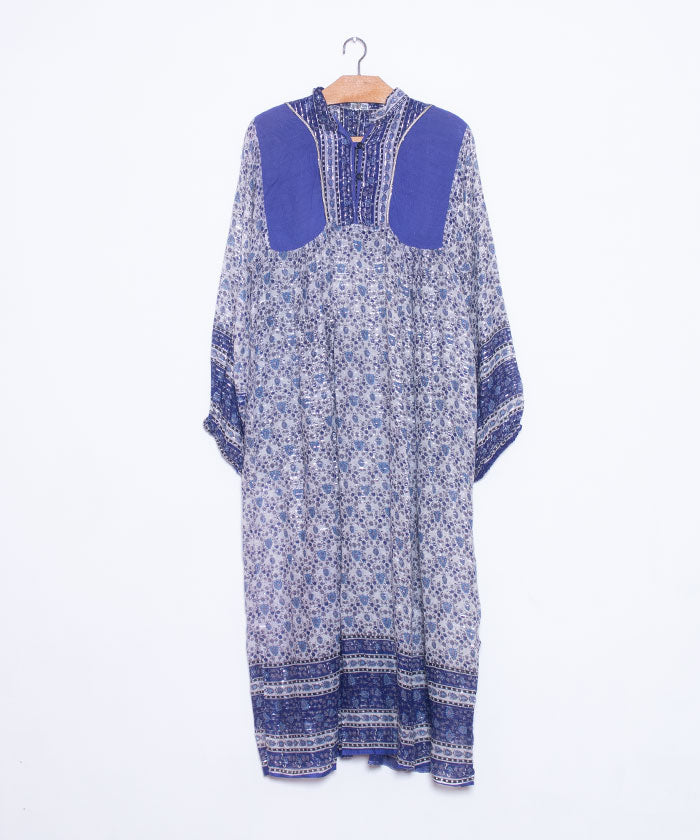 1970’s INDIAN COTTON DRESS WITH SILVER LUREX THREADS