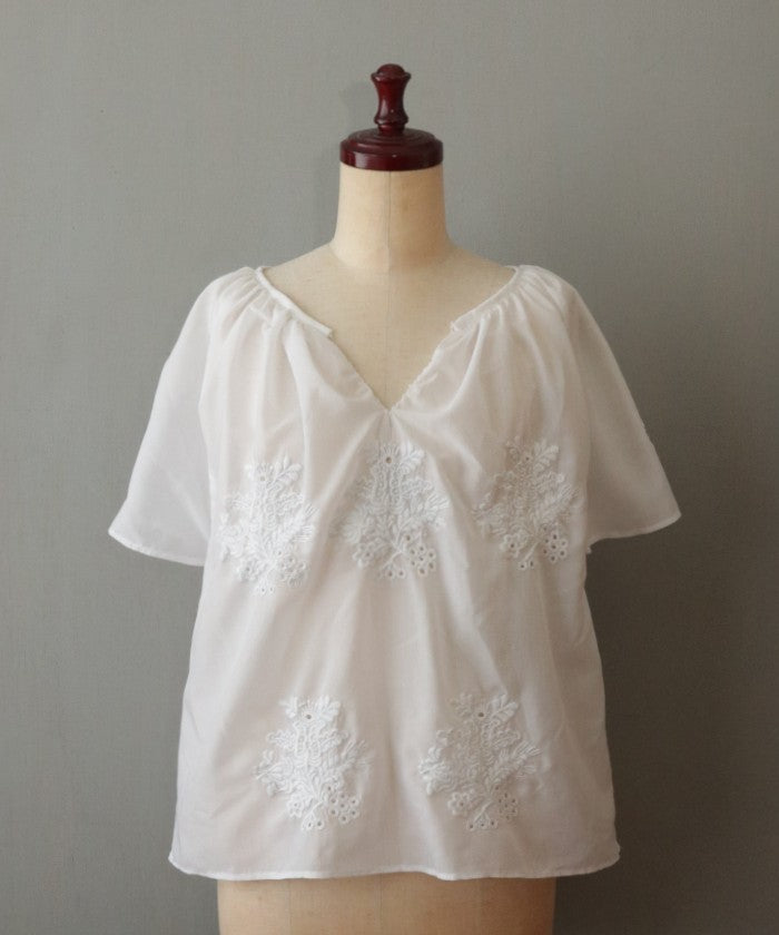 VINTAGE HUNGARIAN EMBROIDERED SHORT SLEEVE BLOUSE - 3