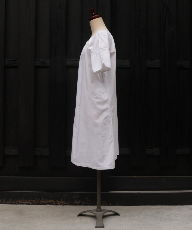 프랑스 골동품 면화 짧은 슬리브 나이트 드레스
