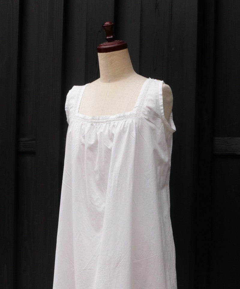 프랑스 골동품 면화 카미솔 나이트 드레스