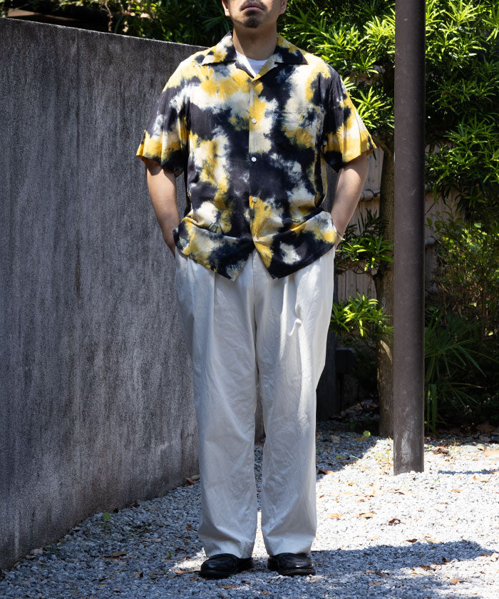 【Aloha Blossom】CHUSEN SHORT SLEEVE - NAVY / アロハブロッサム アロハシャツ レーヨン 注染 開襟シャツ ループカラーシャツ
