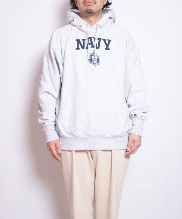 USNA ISSUE CHAMPION REVERSE WEAVE HOODIE - ASH GREY / アメリカ海軍