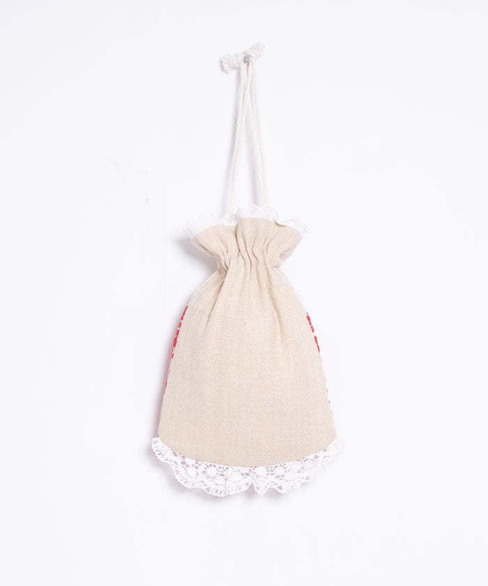 ANTIQUE EMBROIDERY DRAWSTRING BAG - 12