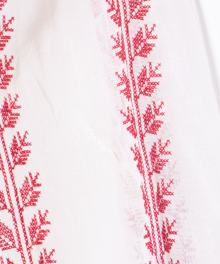 1940's ROMANIAN COTTON GAUZE RED EMBROIDERY BLOUSE / ルーマニアン 