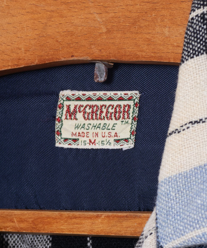 1950's McGREGOR WOOL LOOP COLLAR SHIRT BLUE CHECK / ビンテージ マクレガー ウール ループカラーシャツ