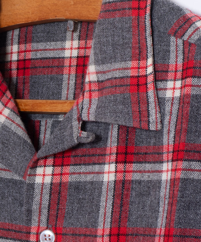 1950-60's UNKNOWN WOOL LOOP COLLAR SHIRT GREY CHECK / ビンテージ ウール ループカラーシャツ