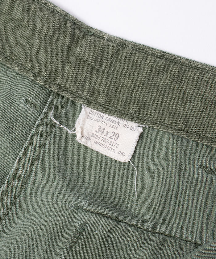 1970's US ARMY UTILITY BAKER PANTS COTTON SATEEN OG107 W34 - 1