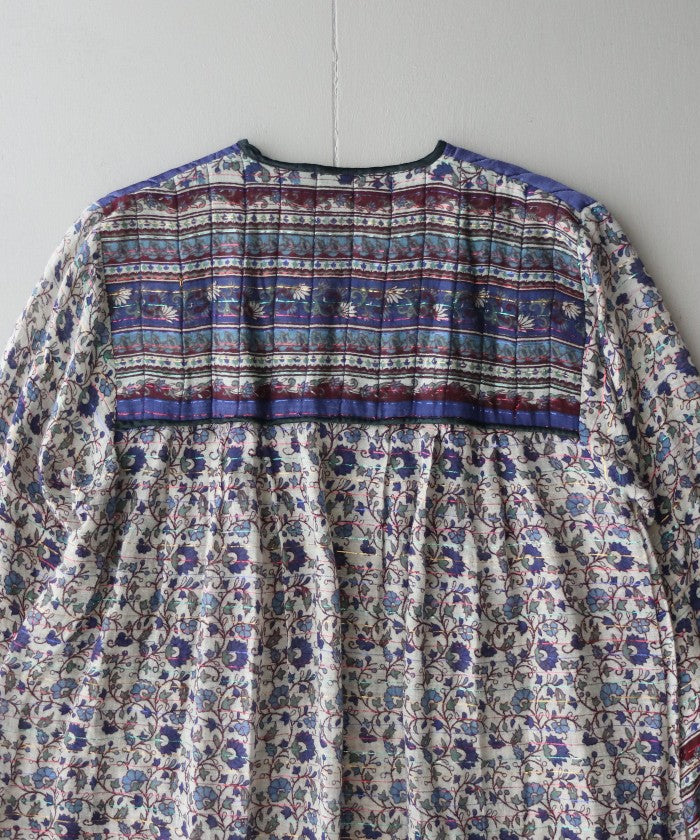 1970’s INDIAN COTTON DRESS WITH MULTI COLOR LUREX THREADS / ビンテージ インド綿ワンピース